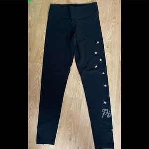 Victoria’s Secret pink black star bling leggings medium
